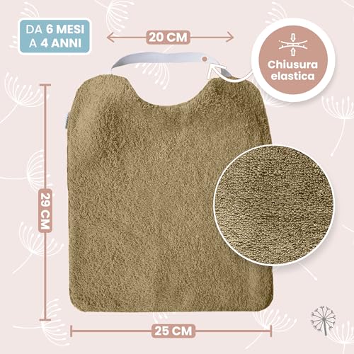 MIMUSELINA Bavaglini Asilo con Elastico Confezione da 5 - Bavaglini Impermeabili con Elastico in Spugna per Asilo e per Promuovere l’Autonomia - Bavaglini Grandi Lavabili con Interno Impermeabile