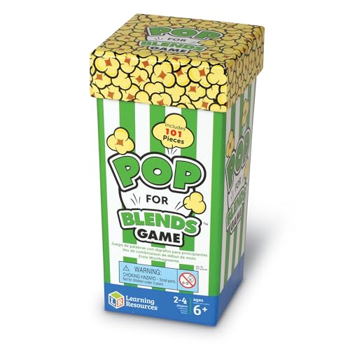 Learning Resources Pop for Blends Game,Phonics Game, 2-4 Players, 92 Cards, Ages 6+
