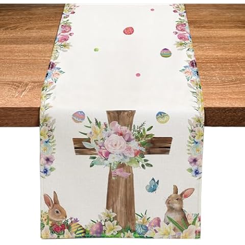 Easter Decorations He is Risen Easter Table Runner Spring Seasonal Holiday Kitchen Dining Table Decoration for Indoor Home Party Decor 13x72 Inch Cover