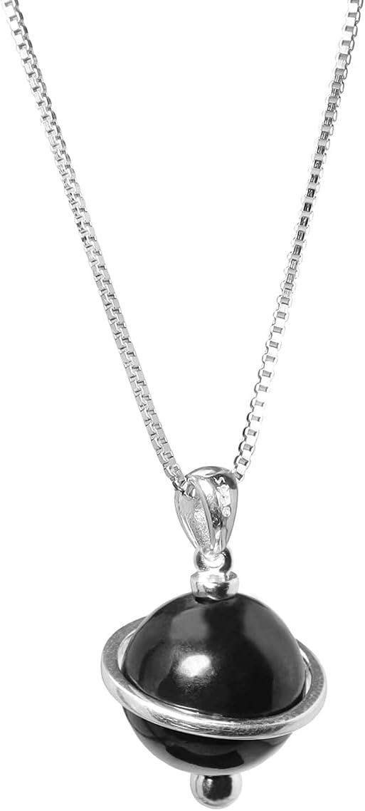 Shungite .925 Sterling Silver Orbit Pendant with 18-Inch Box Chain – Authentic, Handcrafted in the USA