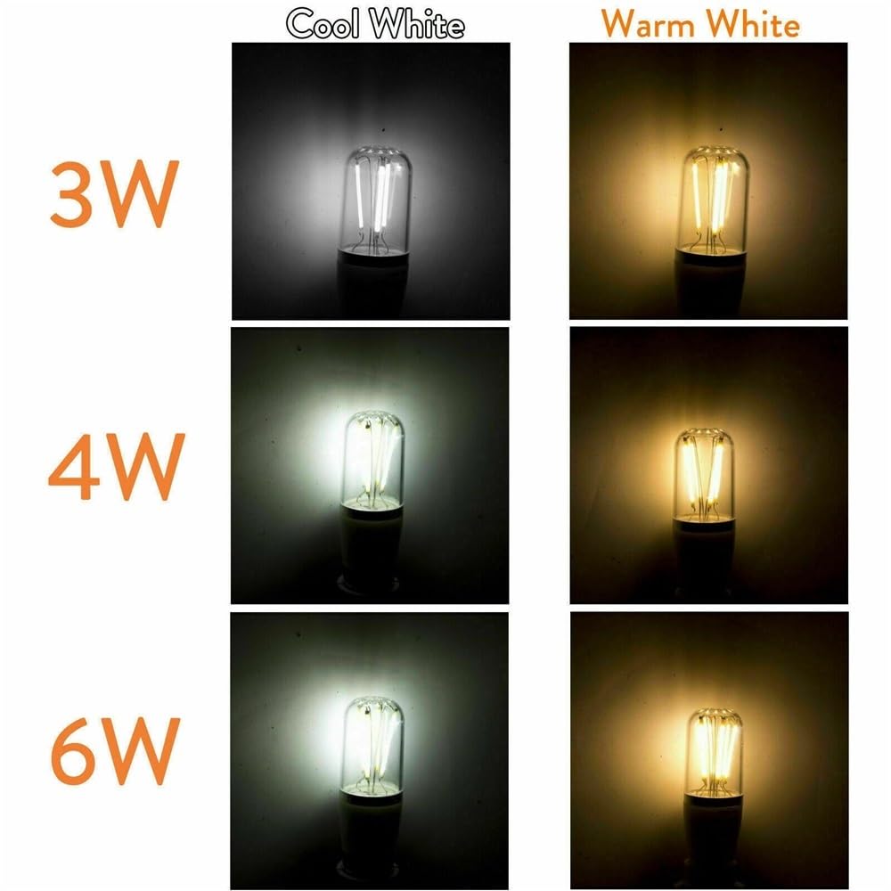Confezione da 10 lampadine a filamento LED COB AC85-240V 3W/4W/6W B22/E27/E14 LED for frigorifero e congelatore, illuminazione a mais(WARM WHITE,E14 3W)