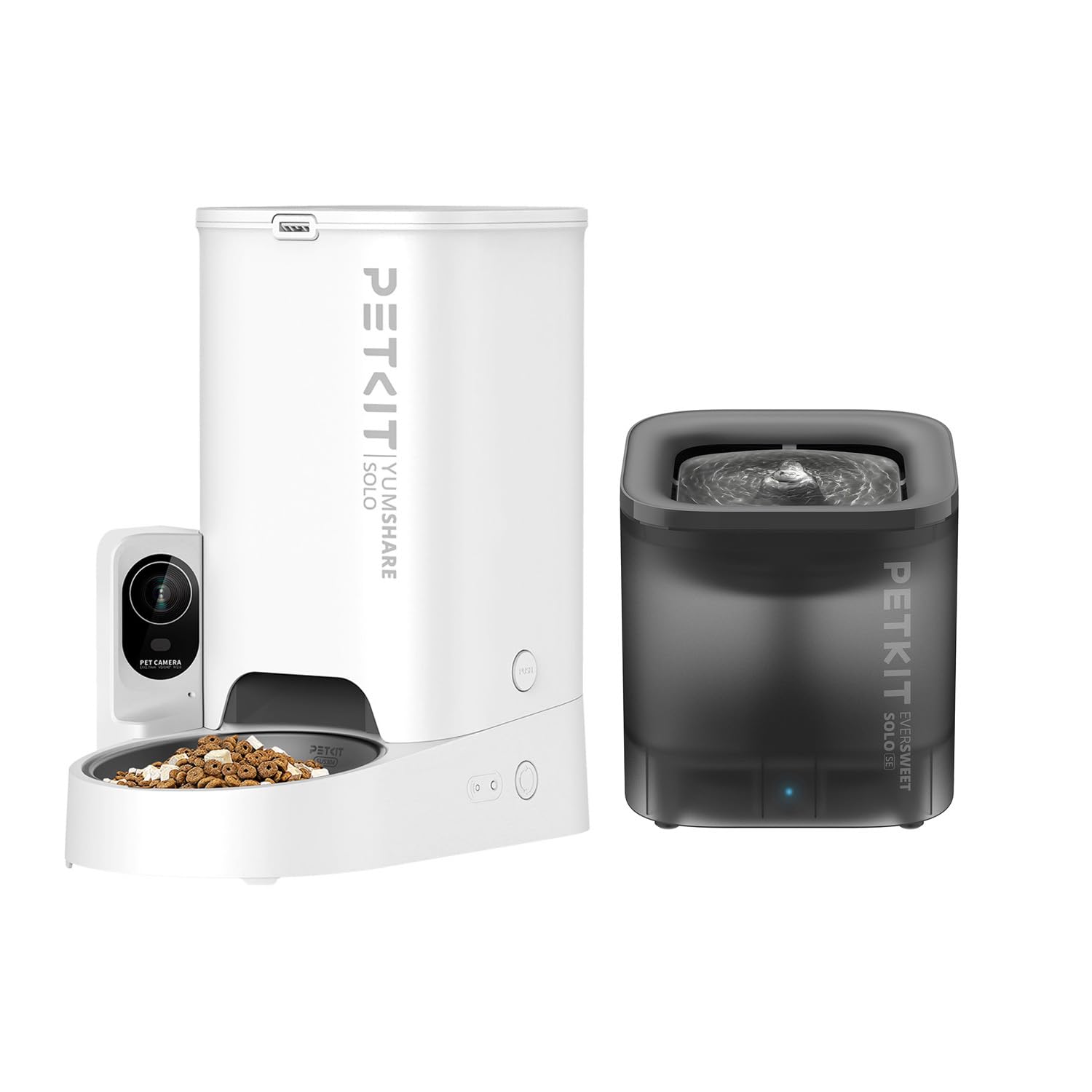 PETKIT Automatic Cat Dog Feeder with 1080P HD Camera+1.85L Wireless Pump Pet Water Fountain Dispenser, 2.4GHz Wifi and 2-Way Audio Pet Feeder Food Dispenser, App Control/Wide Angle/Night Vision Feeder