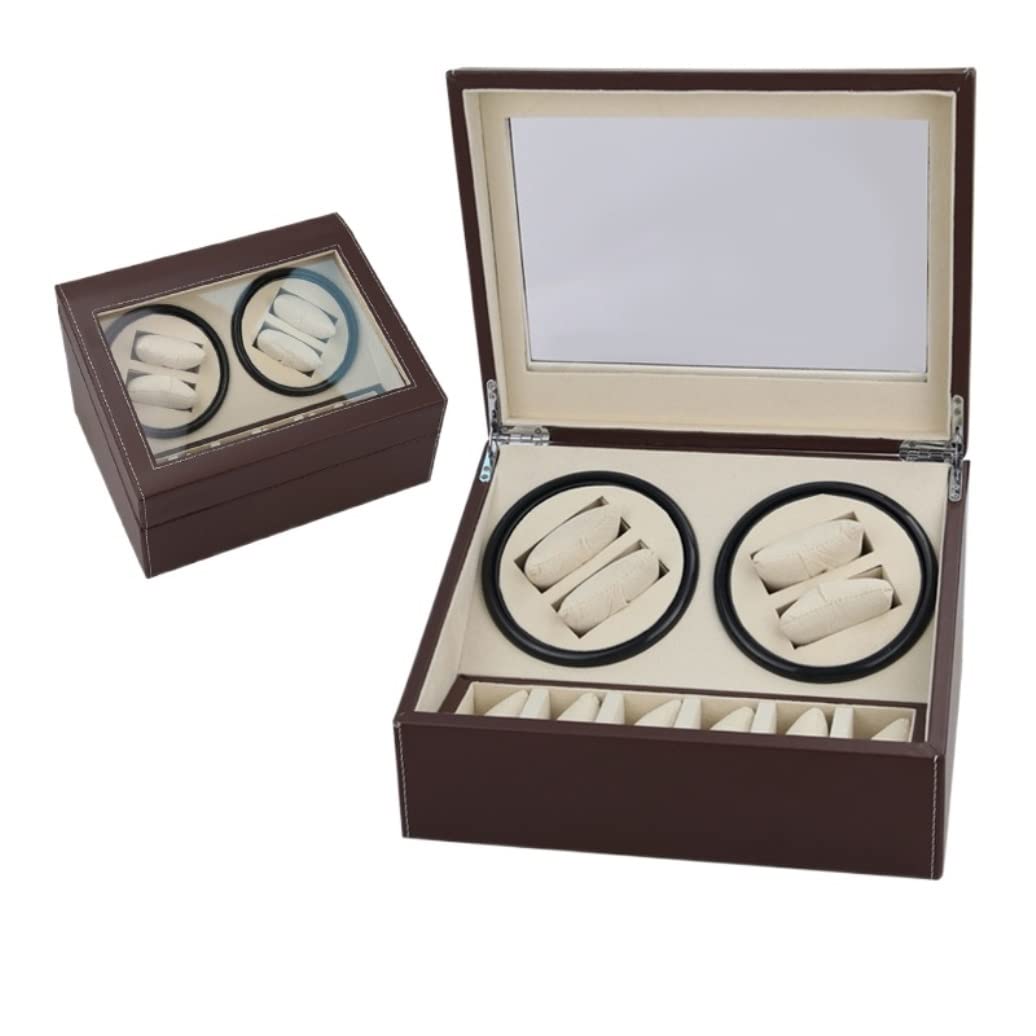 HVMBEUGOS Watch Box Watch Winder With 4 Quiet Motor Watch Winding Box Flexible Watch Pillows Automatic Storage Case Watch Storage (B)