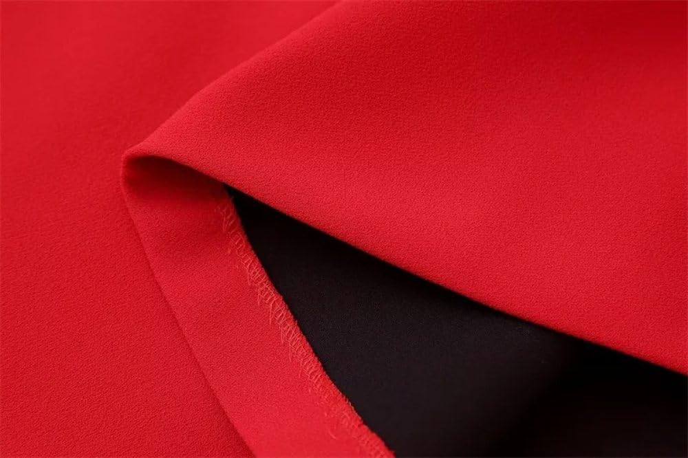SWEPER Falda Corta De Mujer - Falda Plisada Roja para Mujer, Falda Larga hasta El Tobillo Elegante con Cremallera Trasera De Primavera Y Cintura Alta para Oficina