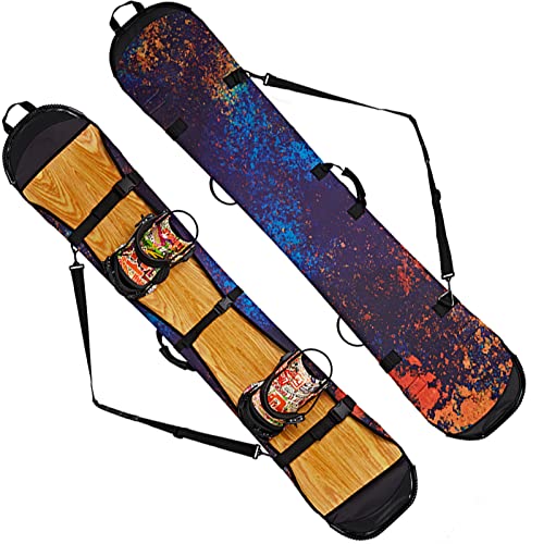 WEALTHY73 Portable Snowboard Bag Snowboard Protector One Shoulder Ski Equipment Storage Bag SBR Rubber Waterproof Wear-Resistant Fabric,Orange,150CM