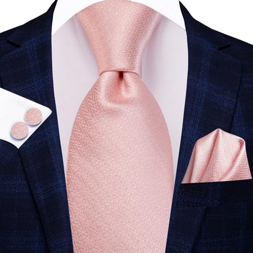Image of Hi-Tie Men Ties Sets Silk Stripe Paisley Necktie Pocket Square Cufflinks for Business Wedding