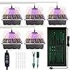 NAMOTEK 5 Pack Seed Starter Tray with Heat Mat and Grow Light Humidity Domes, 60 Cell Trays Germination Station Cloning Kit heated propagator for seeds
