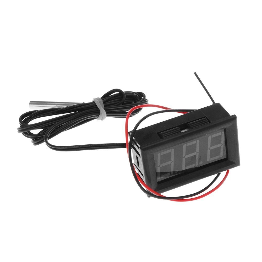 Pasuihcay DC 5-12 V - 50-110 Degree C Digital Thermometer Thermometer Refrigerator Temperature Detector with Probes [Parallel Import Goods] Red