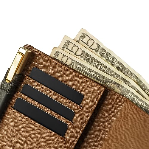 Passport Holder Wallet, Genuine Leather Travel Wallet with RFID Blocking for Men & Women / W6 (Brown Saffiano)2