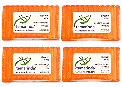 tamarinda Mandarin Mango Glycerin Soap - Four 4.25 oz bars.