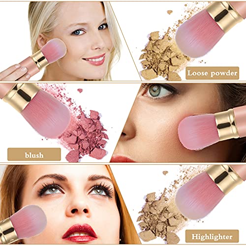 Image of Falliny Retractable Kabuki Makeup Brush, Travel Face Blush Brush, Portable Powder Brush with Cover for Blush, Bronzer, Buffing, Flawless Powder Cosmetics