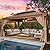 YOLENY 12' x 16' Gazebo, Hardtop Wood-Looking Gazebo with Galvanized Steel Double Roof, Aluminum Frame with Netting and Curtains for Deck, Backyard, Patio, Lawns