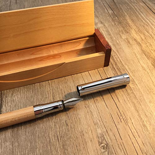 Lachieva Luxury Maple Wood Fountain Pen, Elegant Pen With Schmidt Nib (Fine Size), Converter, Cartridges. Nice Wood Pen Set For Men & Women. Best And Professional, Executive, Office Gift (Maple). #TOP2