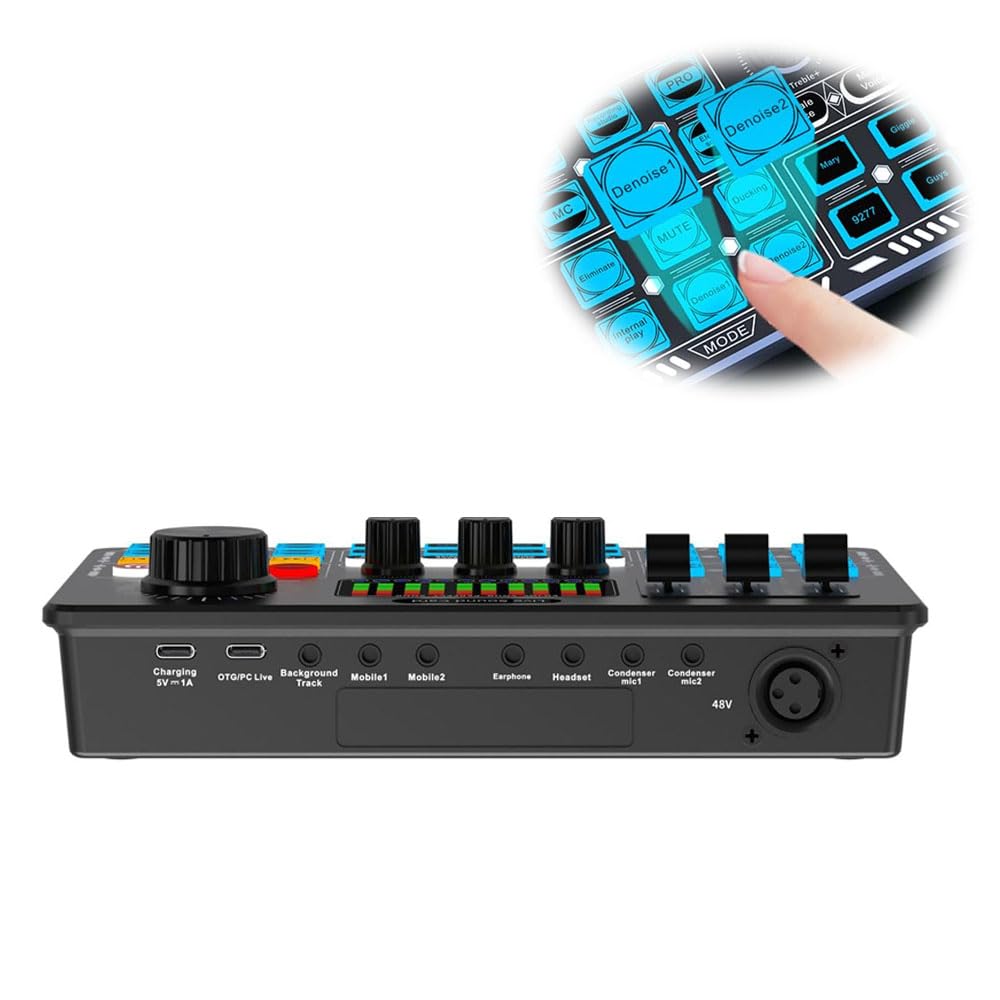 Sponsored Ad – Gaming Audio Mixer, Streaming RGB PC Mixer with XLR Microphone Interface, Voice Changer, Volume Fader, 48V Phantom Power, and Mute Button for Podcasting, Recording, Gaming