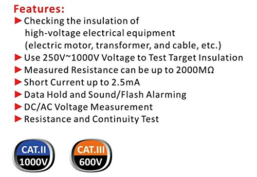 Tekpower OEM MASTECH MS5201 Digital Insulation Tester AC/DC Voltage Detector with Alarm