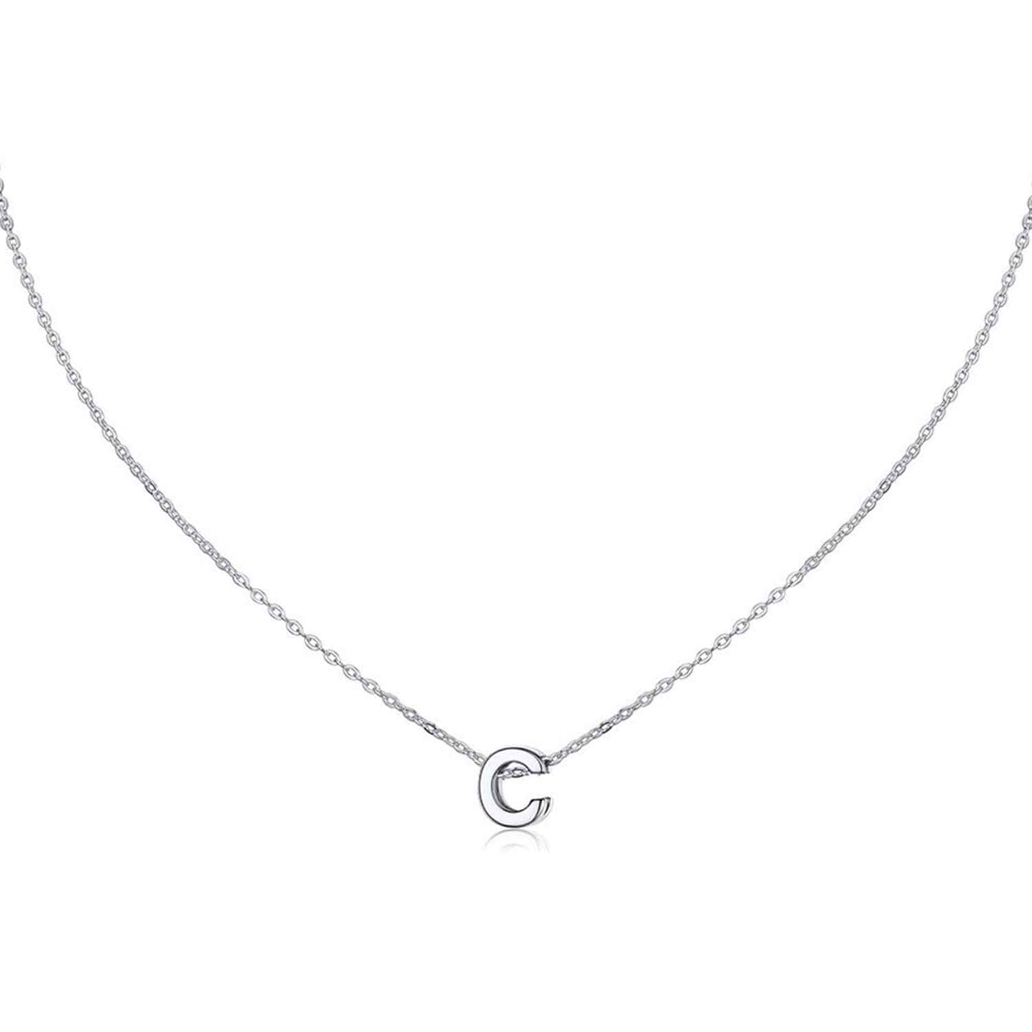 MOMOL Small Initial Necklace for Women Tiny Letter Personalized Necklaces Small Initial Necklace for Women Stainless Steel Tiny Letter Necklace Personalized Name Jewelry