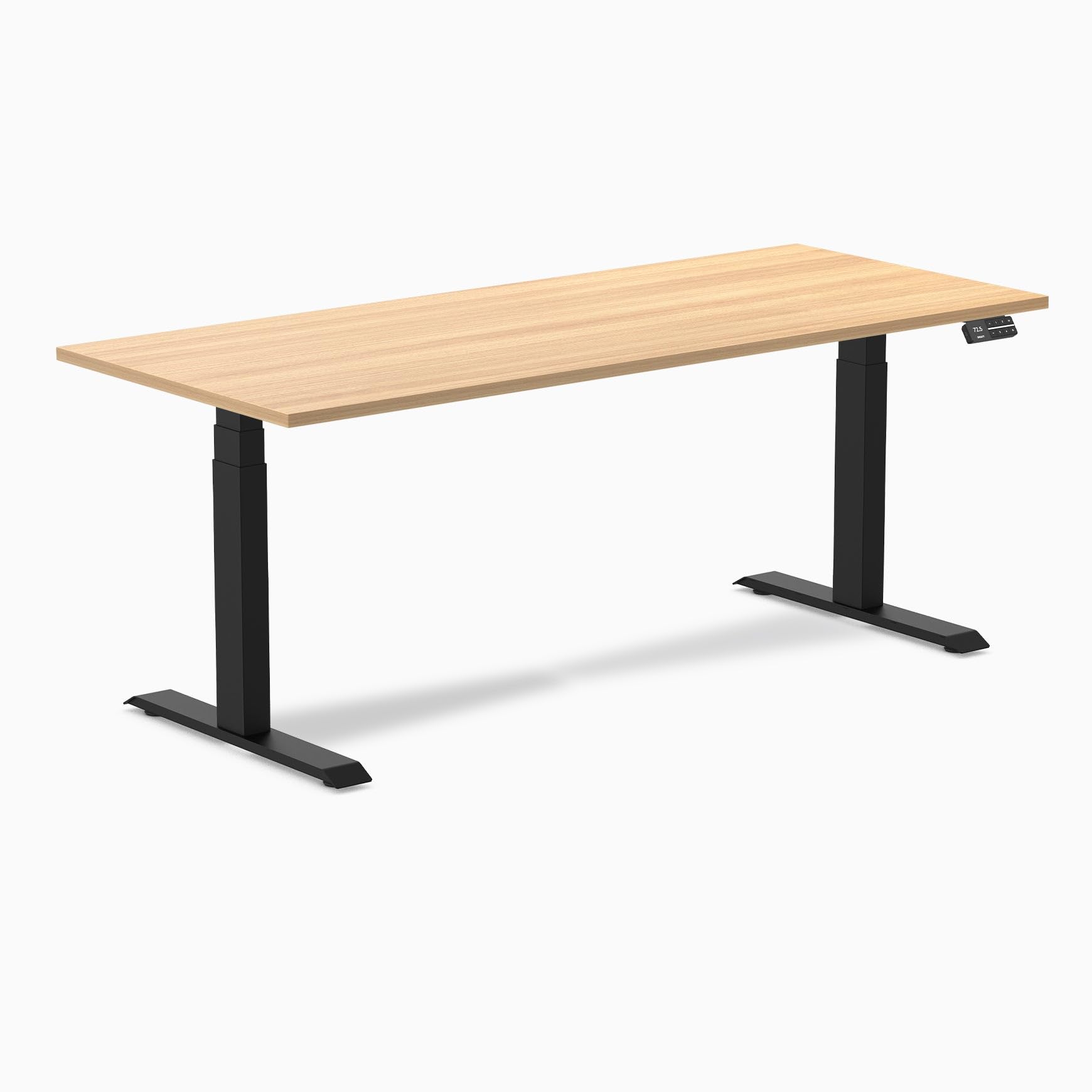 Desky Dual Laminate Sit Stand Desk Sublime Teak 70.9" Matte Black