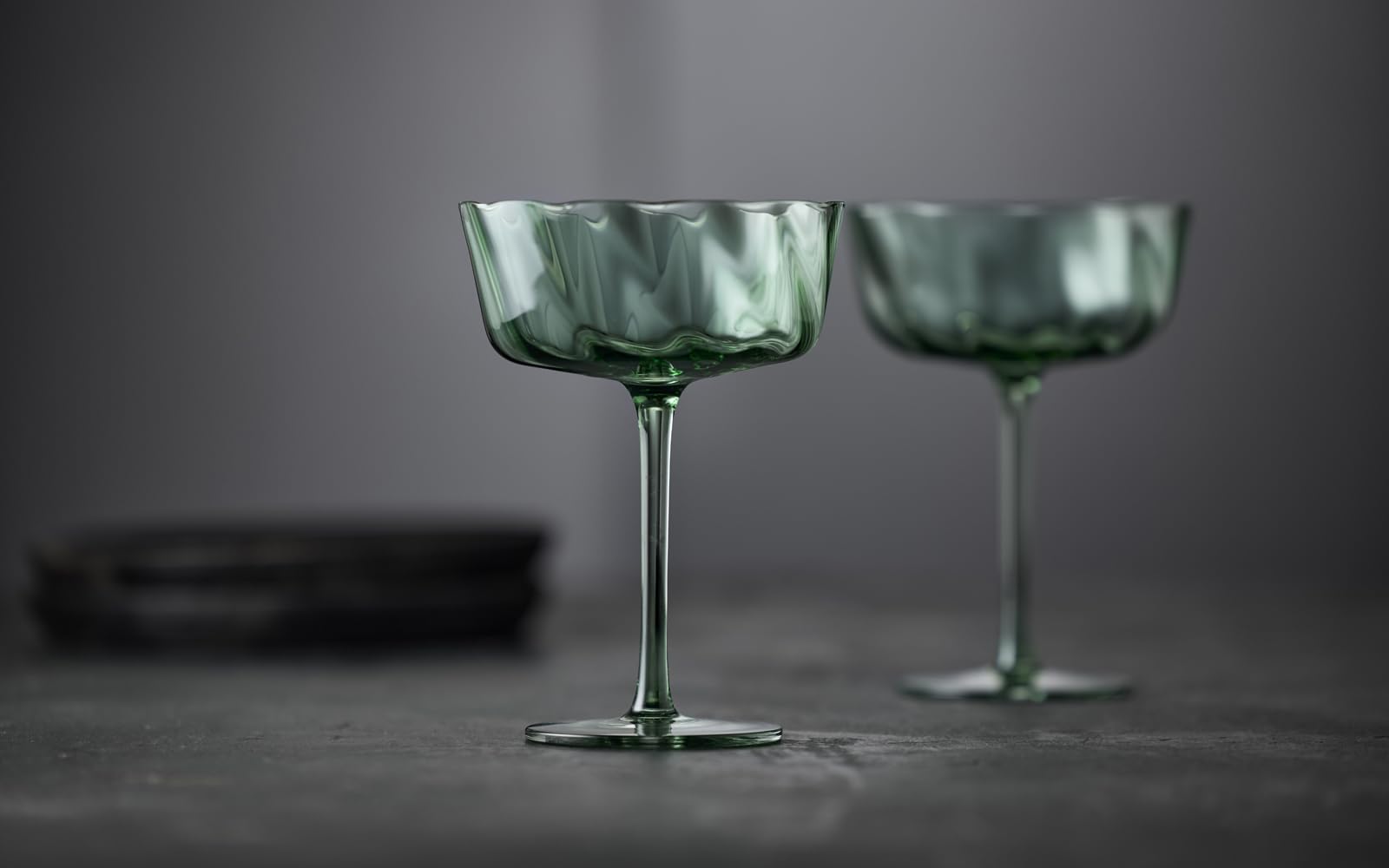 Lyngby Glas Vienna Champagner-Schale, Sektglas, Cocktailglas, 35 cl, 4 Stck., Grün