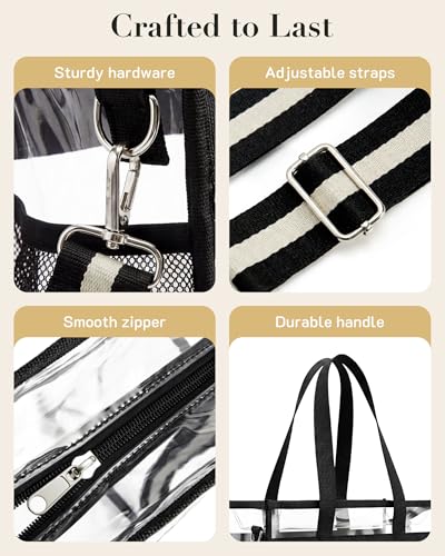 Image of Missnine Clear Bag for Stadium Events, 12x6x12 Approved Clear Tote Bag for Women