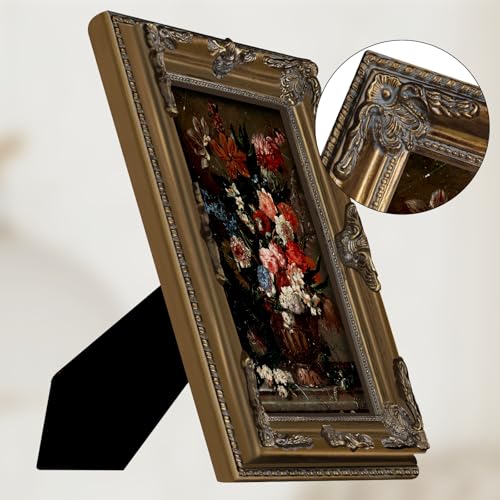 Image of 8x10 Gold Vintage Picture Frame Ornate Baroque Gothic Victorian Frames with Mat for 5x7 or 8 x 10 Photos, Tabletop or Wall Display, Antique Home Decor Accent