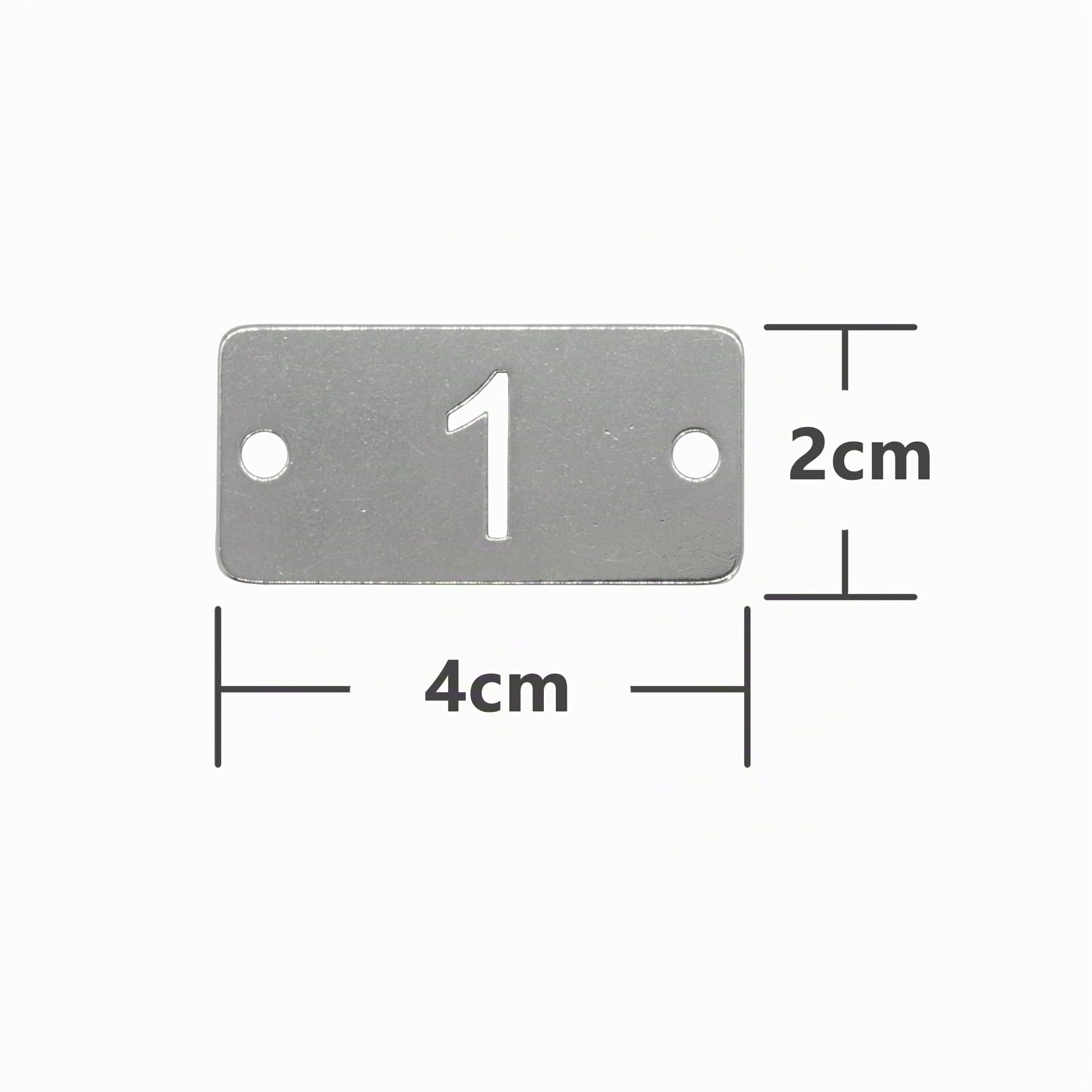 Targhette rettangolari in metallo con numeri scavati, in acciaio inox, con due fori (1-25)