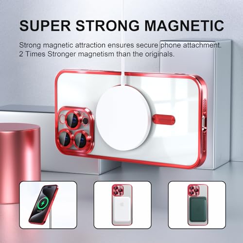 Image of Misea Magnetic for iPhone 15 Pro Case Compatible with MagSafe Red