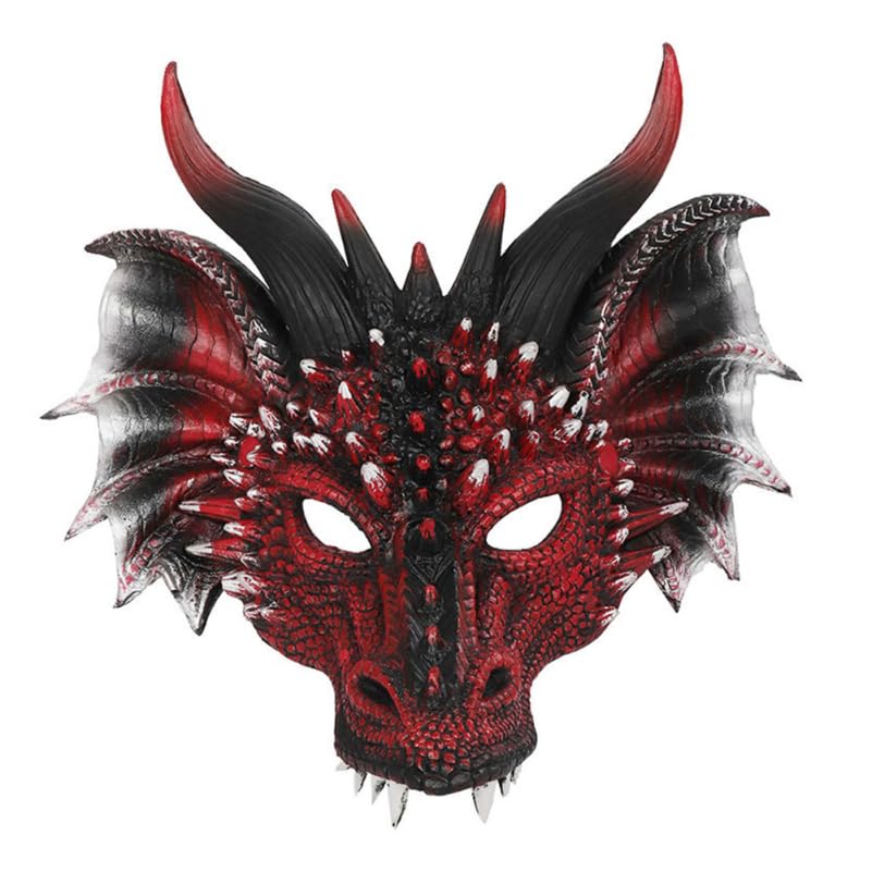 MAGICLULU Dragon Mask, Realistic Red Masquerade Mask for Men Women