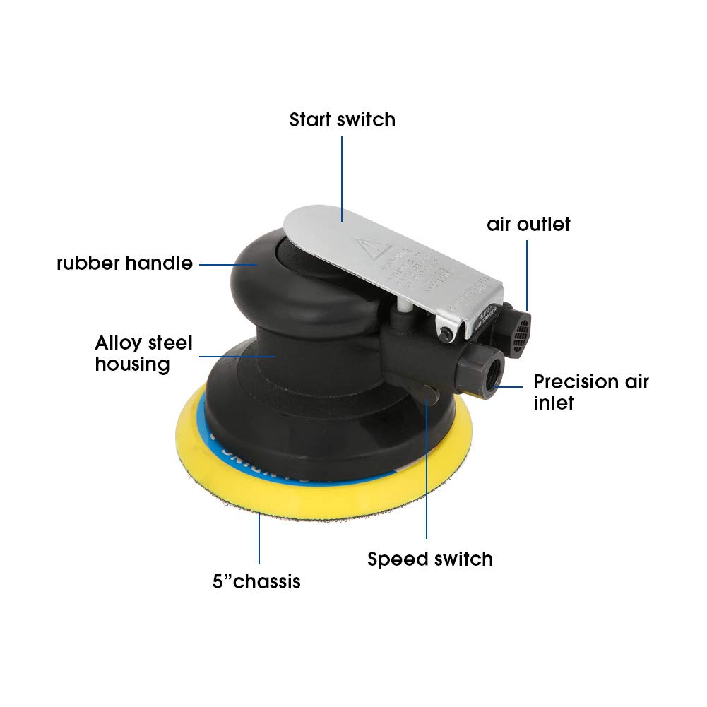 Respicefinem Random Orbital Sander Round Sander 20. 0×14. 0×11. 0 Orbital Sander Pneumatic Round Sander Random Hand Sanding Hand Sanding Pneumatic Hand Sanding Tool