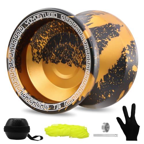 YOYOSTUDIO T16 Beginner Yoyo for Kids 8-12 & Adults - Metal Yoyo with Dual Mode Responsive/Unresponsive - Complete Kit with 10 Strings, Case & Glove (