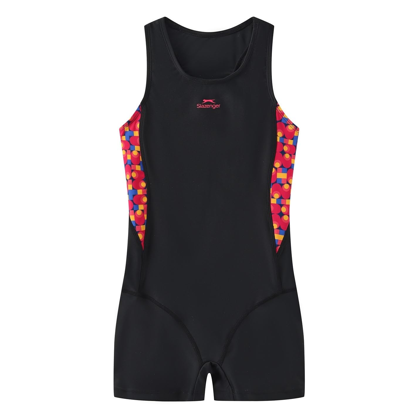 Slazenger Girls Black/Green Pl Boyleg Junior Swimsuit 13 Years