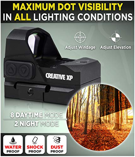 CREATIVE XP HD Red Dot Sight 3 MOA – Tactical Reflex Sight for Day & Night Time – Easy to Zero on a Glock or Rifle - Glock Mount Plate, Lifetime Battery Replacement - GlassEagle