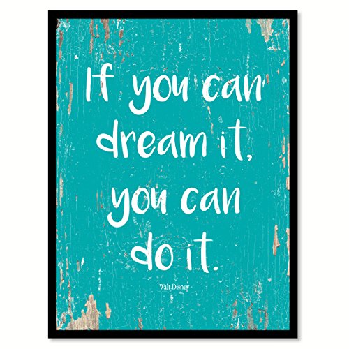 SpotColorArt Dream It You Can Do It Walt Disney Handcrafted Canvas Print, 22 in x 29 in, Aqua