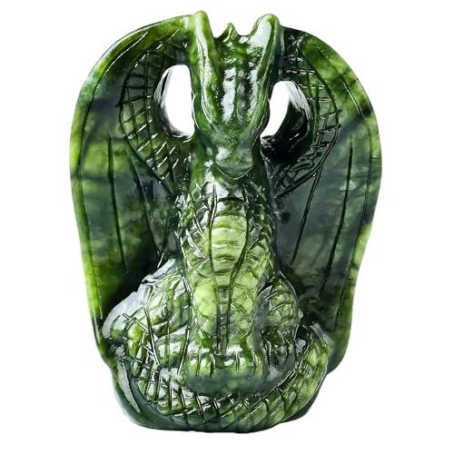 Estatua de dragón de jade natural de 8 cm