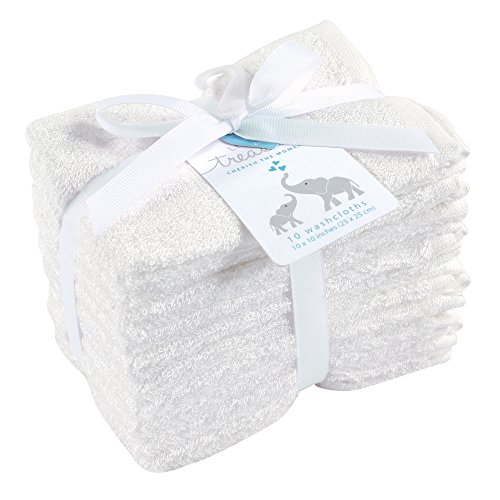 Image of Little Treasure Unisex Baby Rayon from Bamboo Luxurious Washcloths, White, One Size
