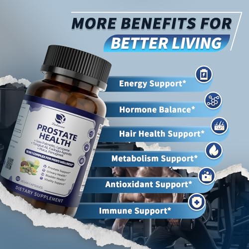 Image of Lukaree Prostate Health Supplements for Men - 18 in 1 Saw Palmetto with Pumpkin Seed & Nettle - Advanced DHT Blocker - Urinary Tract Health Support - with Ashwagandha, Reishi, 60 Capsules