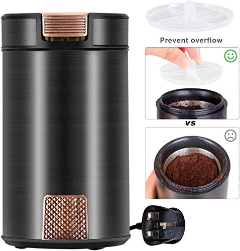 ZOUSHUAIDEDIAN Kaffeemühle - elektrische Kaffeemühle mit Edelstahlklingen, Kaffee- und Gewürzschleifer, 200w… – Bild 4