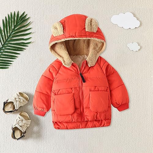 Winter Coats for Kids Boys Girls Light Puffer Padded Jacket Bear Hood Baby Outerwear 1~6T Warm Outerwear2