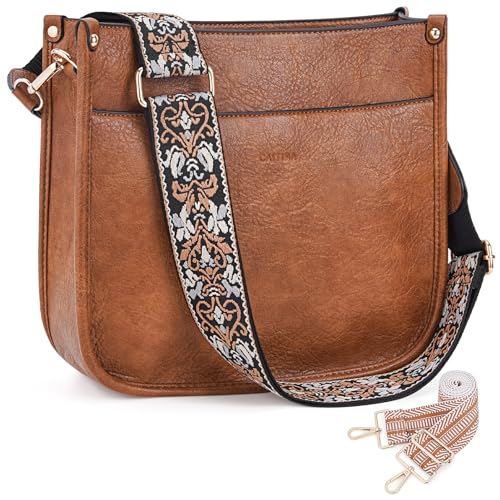 Image of Crossbody Bag Women Vegan Leather Hobo Handbag Trendy Crossbody Shoulder Bag Purses For Women with 2 Adjustable Strap