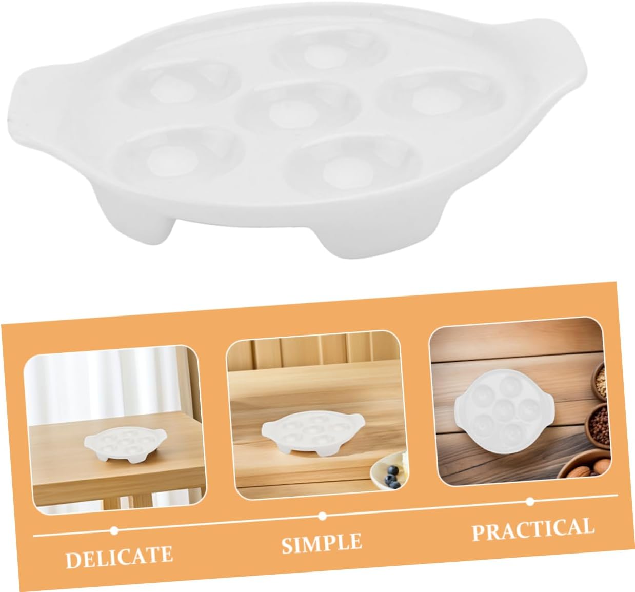 4pcs Snail Plate Ceramic Escargot Serving Dish Deviled Egg Display Tray Stoneware Bakeware