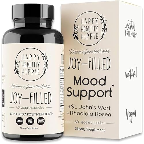 Joy-Filled Mood Support Supplement with St. Johns Wort | Stress Relief Supplement – Helps Calm The Mind & Body | 100% Plant-Based, Ashwagandha, Rhodiola Rosea, Eleuthero | Herbal, 60 ct