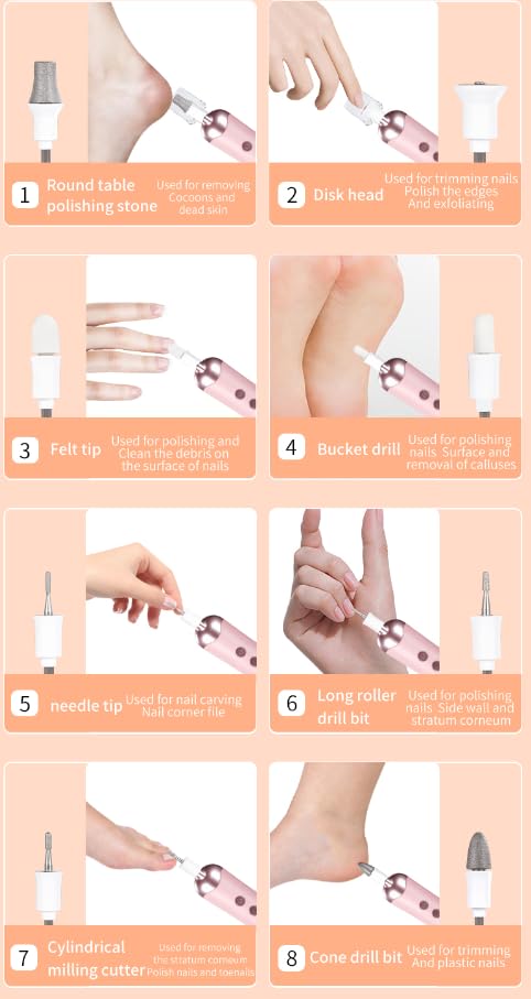 Miniatura 8 de Kit profesional de manicura y pedicura, juego de limas eléctricas inalámbricas, herramientas recargables para pedicura de uñas para pies, 5