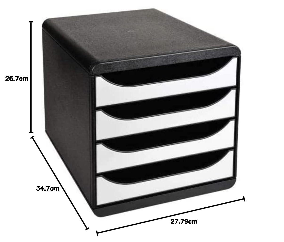 Exacompta 3104213D - Módulo individual para documentos A4 + con 4 cajones, ultra-rígido y con stop de seguridad - 347x278x267 mm - BIG-BOX - Negro/blanco brillante