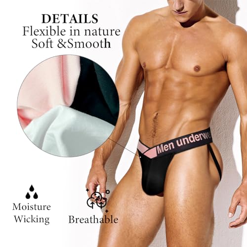 Meshal Men's Sexy Jockstrap Underwear With Breathable Bulge Pouch Low Rise Soft Fabric2