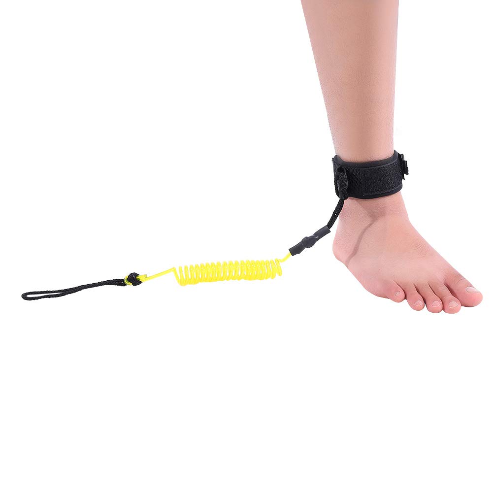 Stand Up Paddle Board Coiled Leg Foot Rope Surfing Leash 5mm for Surfboard Beach Sea Pool (Yellow)