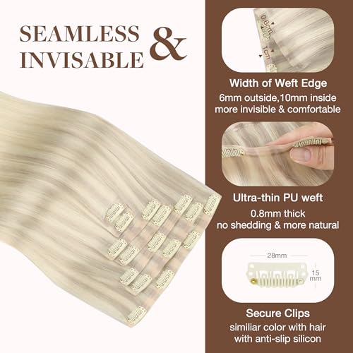 Image of GOO GOO Seamless Clip in Hair Extensions Real Human Hair Remy Extensions