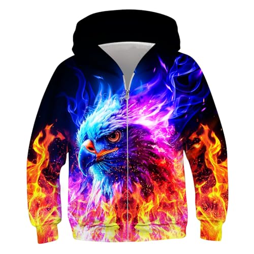 Idgreatim 6-14T Boys Zip Up Hoodies Kids 3D Graphic Hoody Sweatshirt Zipper Pullover with Pockets