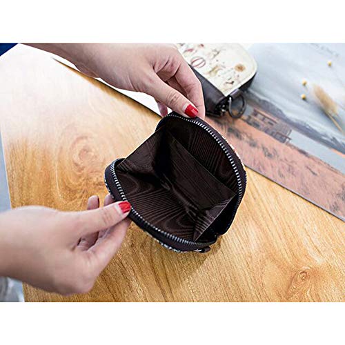 Image of Auony Coin Purse, Leather Change Coin Pouch Bag Cash Bag Wallet Bag with Key Ring for Girls & Women