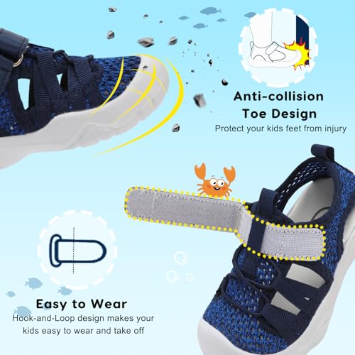 Image of JOINFREE Toddler Boys Girls Water Shoes Breathable Qucik Dry Sport Beach Sandals Lightweight Barefoot Flexible