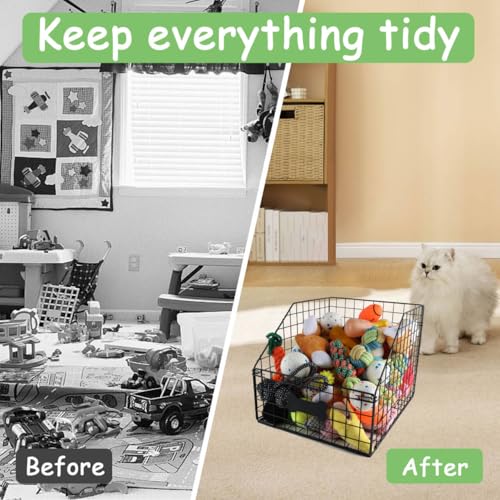 Geyecete dog toy basket Pet wire folding dog toy bin Trapezoid dog toy box Dog Toys Storage Toy box for dogs Dog Toy organizer-Can be Personalized - Image 4