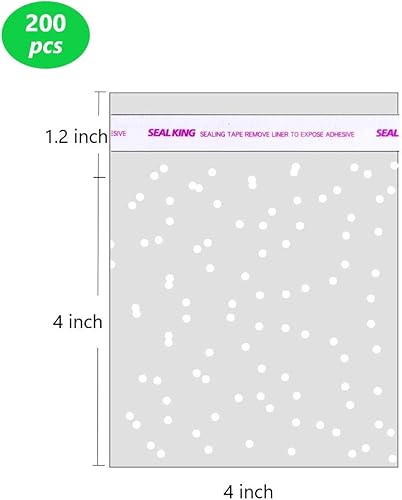 Miniatura 5 de 200 bolsas transparentes de 4 x 4 pulgadas, bolsa de plástico OPP para fiestas, panadería, dulces, jabón, galletas (lunares, 4 x 4)